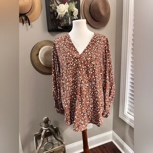 Leopard Print Bubble Sleeve Top